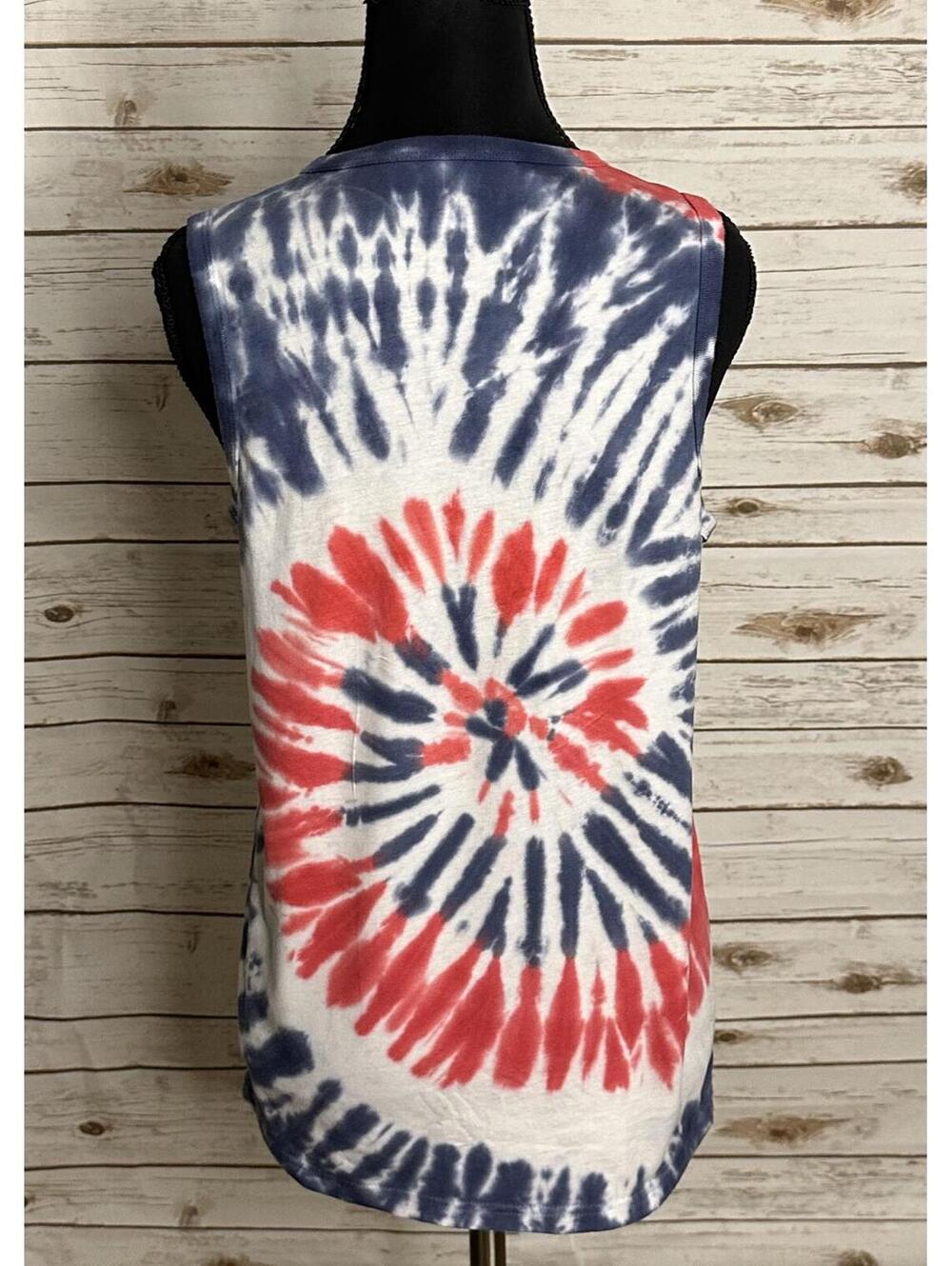 Polo Ralph Lauren blue/white/red tie-dye cotton sleeveless tank Size L (14-16) - Picture 5 of 6